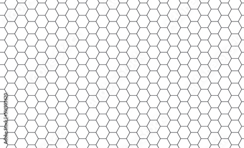 Hexagon honeycomb seamless pattern. Honeycomb grid seamless texture. Hexagonal cell texture. Bee honey hexagon shapes. Vector illustration on white background.