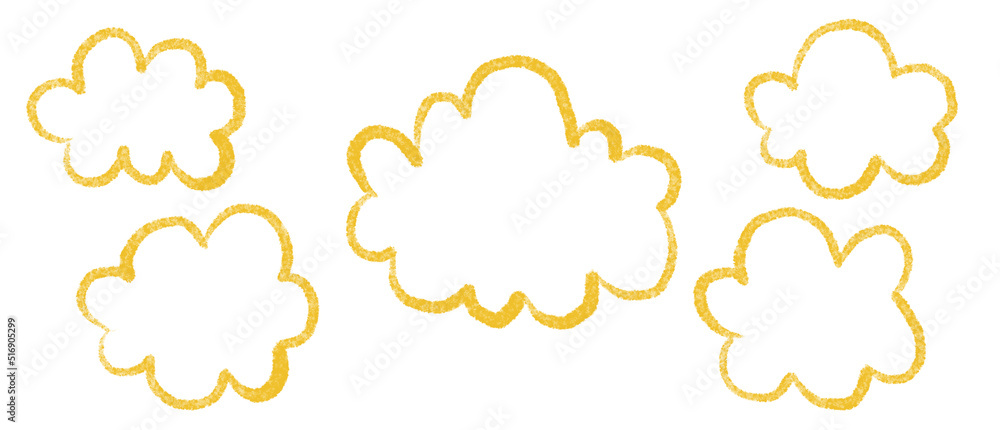Isolated hand painted illustration of yellow and orange stars , clouds, drops on white background, set Isolated hand painted illustration of yellow and orange stars , clouds, drops on white background, set