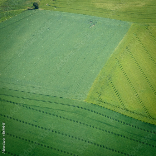 vue aérienne de champs à Molagnies en Seine Maritime en France