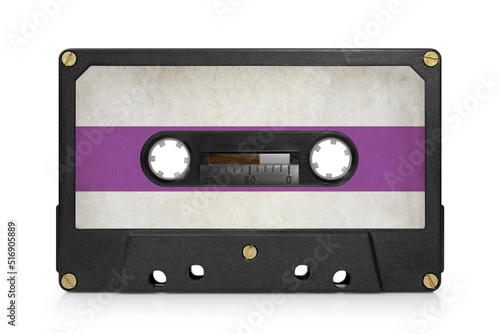 Vintage cassette tape on isolated white background