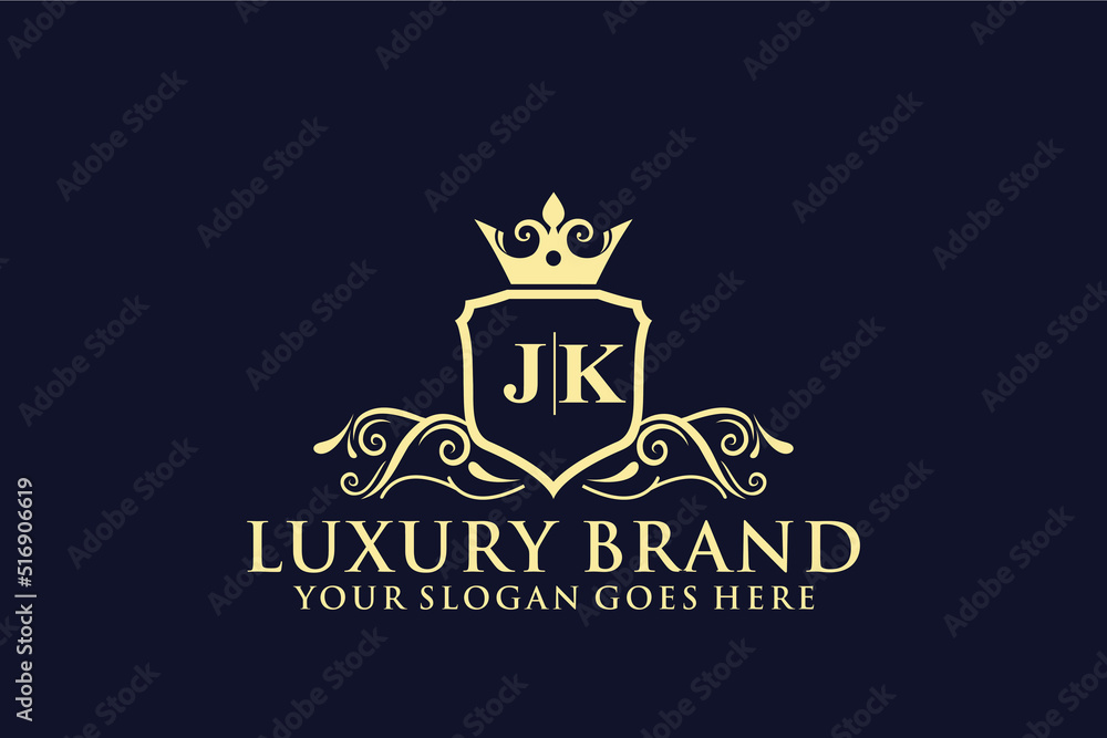 letter Initial JK elegant luxury monogram logo or badge template with ...