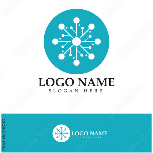Neuron logo or nerve cell logo design molecule logo  brain logo illustration template icon with vector concept