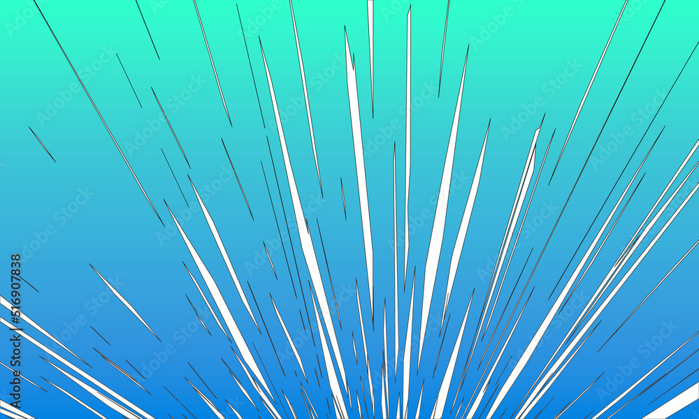 Obraz premium 青とエメラルドのグラデーションとスピード感の和えう効果線の素材