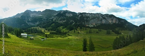 Austrian Alps - panoramic view from the path near Standseilbahn Wurzeralm station in the Totes Gebirge