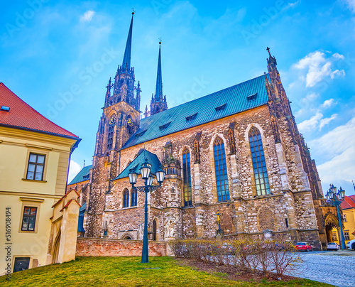 The outstanding medieval Cathedral of Saints Peter and Paul is one of the most notable landmarks of Brno, Czech Republic