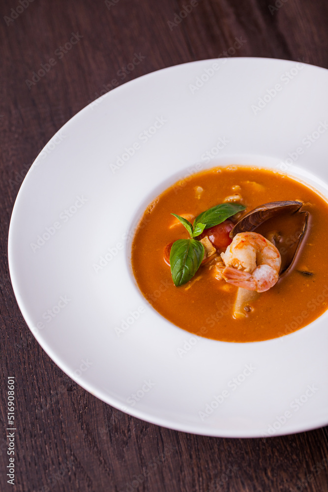 Zarzuela soup with shrimps Zarzuela soup with shrimps