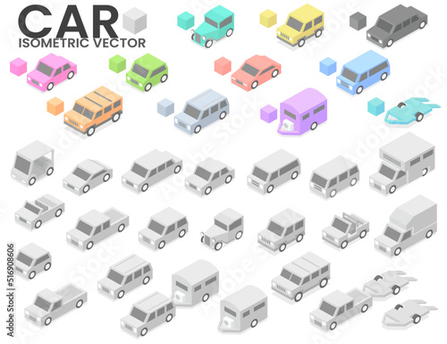 Isometric vector of the car
flat design illustration isometric vector of various types of car with flat color.