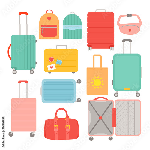 Set of travel bags summer trip vector illustration