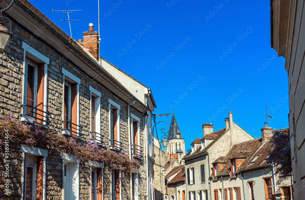 Street view of old village Milly-la-Foret in France