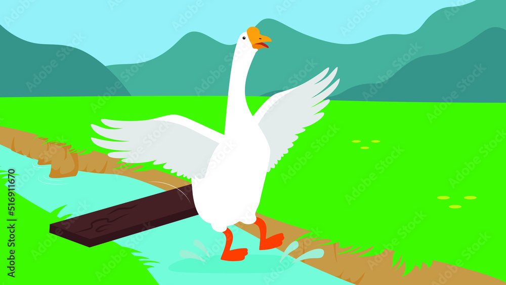 white goose with open wings white goose with open wings