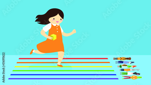 girl participates in relay race