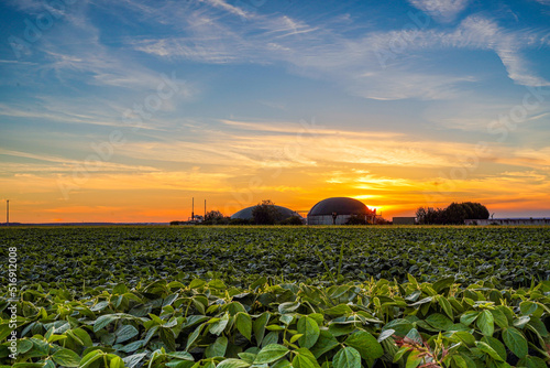 Biogasanlage vor Sonnenuntergang photo