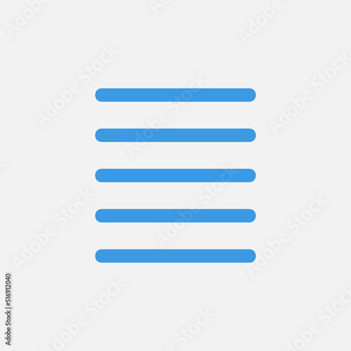 Justify icon in blue style about text editor, use for website mobile app presentation
