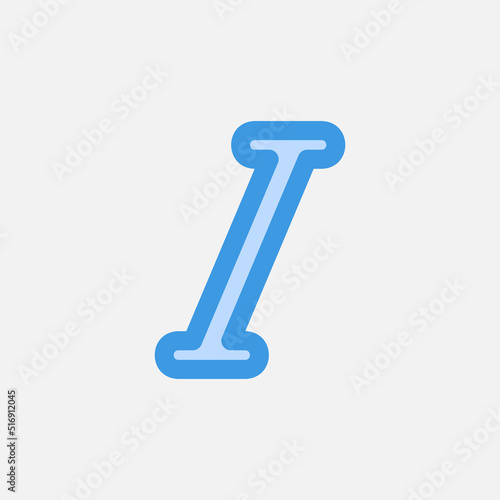 Italic icon in blue style about text editor, use for website mobile app presentation