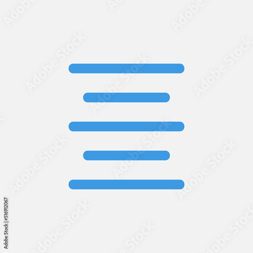 Align center icon in blue style about text editor, use for website mobile app presentation