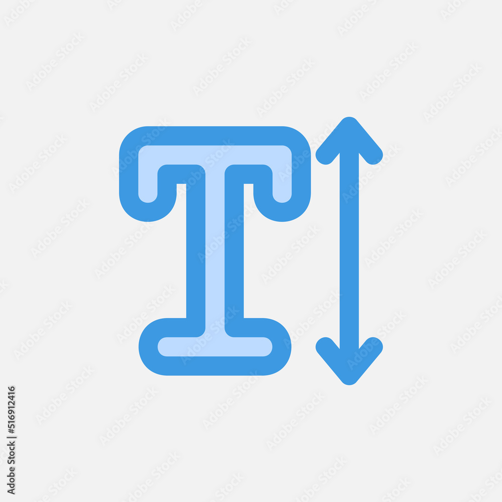 Text height icon in blue style about text editor, use for website mobile app presentation Text height icon in blue style about text editor, use for website mobile app presentation
