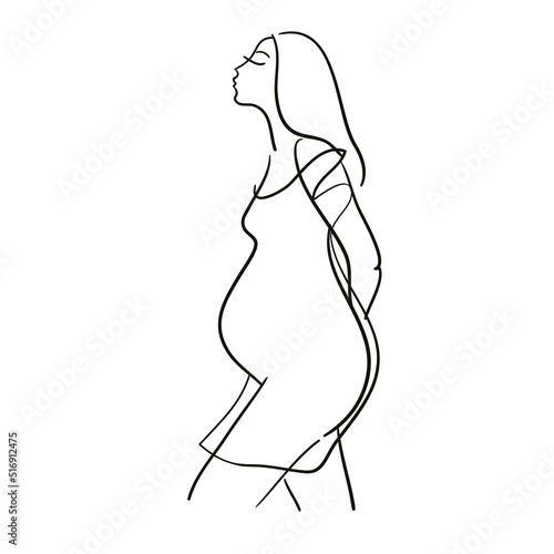 Pregnant woman silhouette, stylized vector symbol.