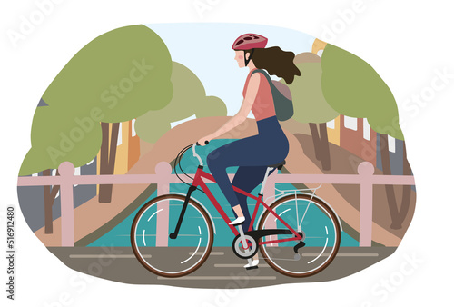 Girl trip by bicycle in Amsterdam