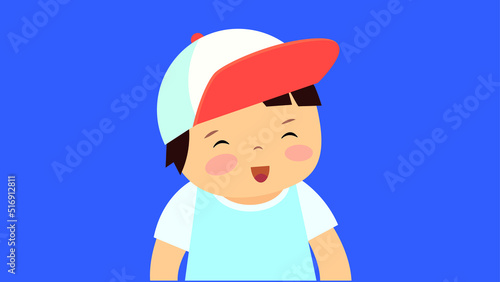 the boy is embarrassed and squints his eyes