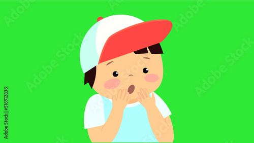 the boy froze in surprise