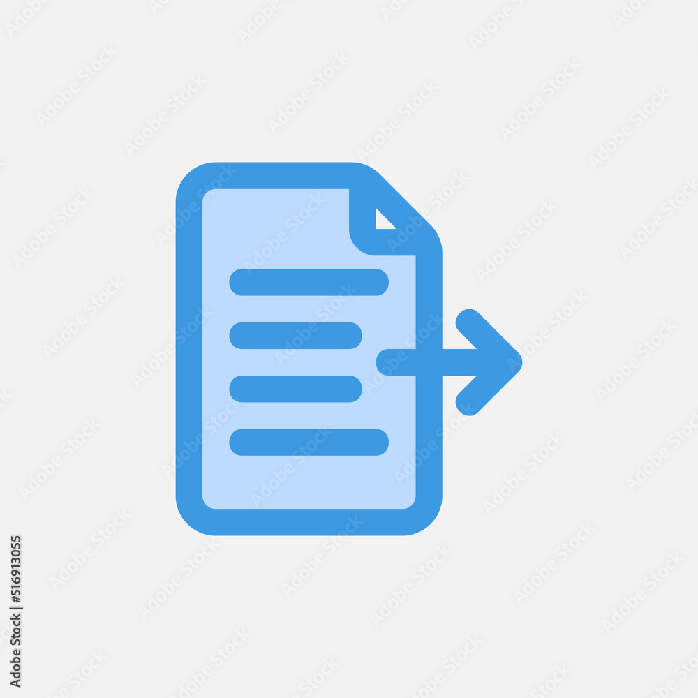 Export document icon in blue style about text editor, use for website mobile app presentation Export document icon in blue style about text editor, use for website mobile app presentation