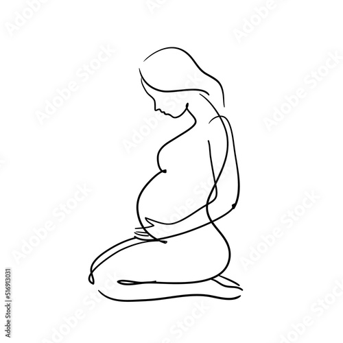 Pregnant woman silhouette, stylized vector symbol.