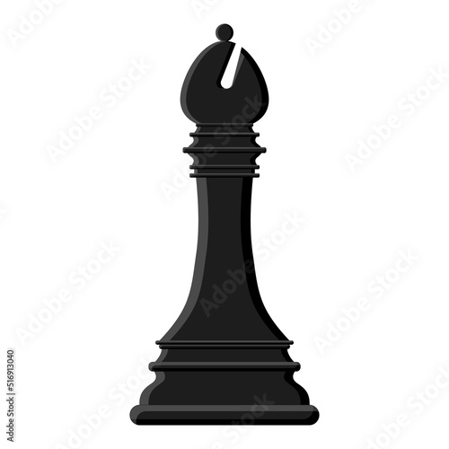 Fototapete Cartoon black chess bishop isolated on white background