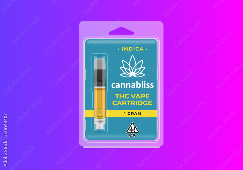 Vector Cannabis CBD or Delta 8 Vape Cartridge Blister Packaging Mockup