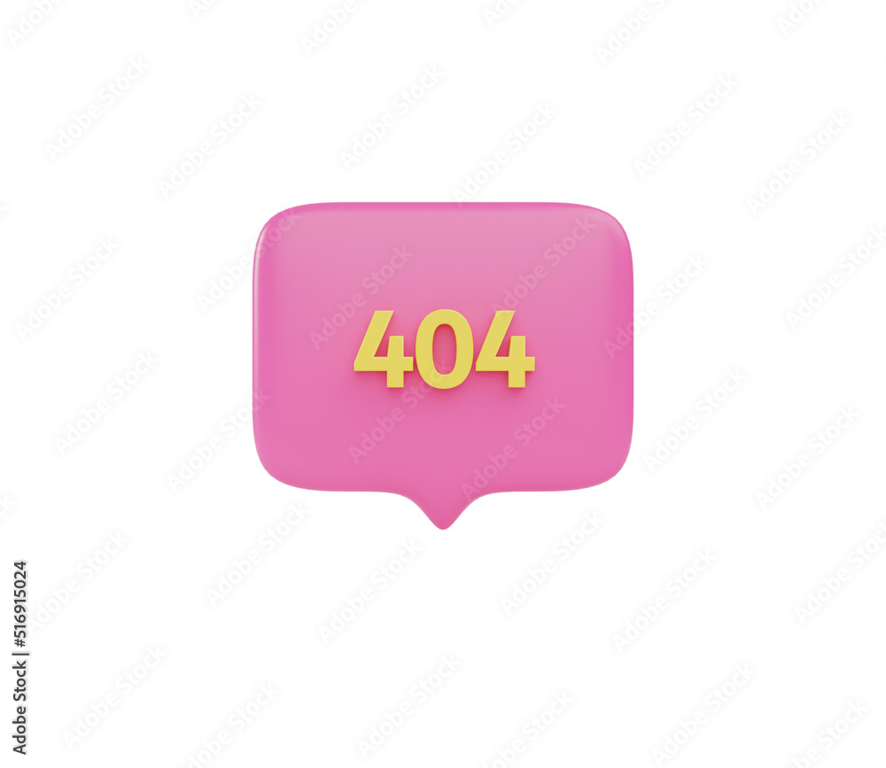 3D bubble speech icon with 404 warning . 3d render illustration 3D bubble speech icon with 404 warning . 3d render illustration