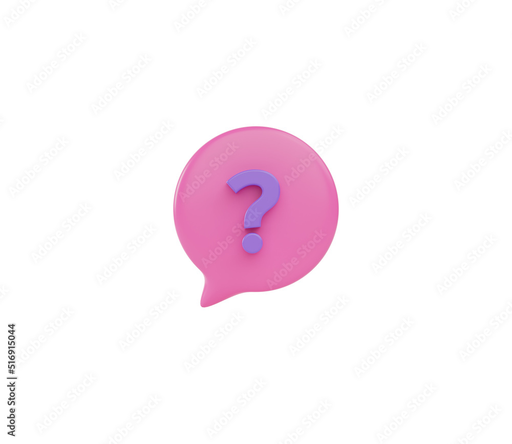 3D bubble speech icon with question mark. 3d render illustration 3D bubble speech icon with question mark. 3d render illustration