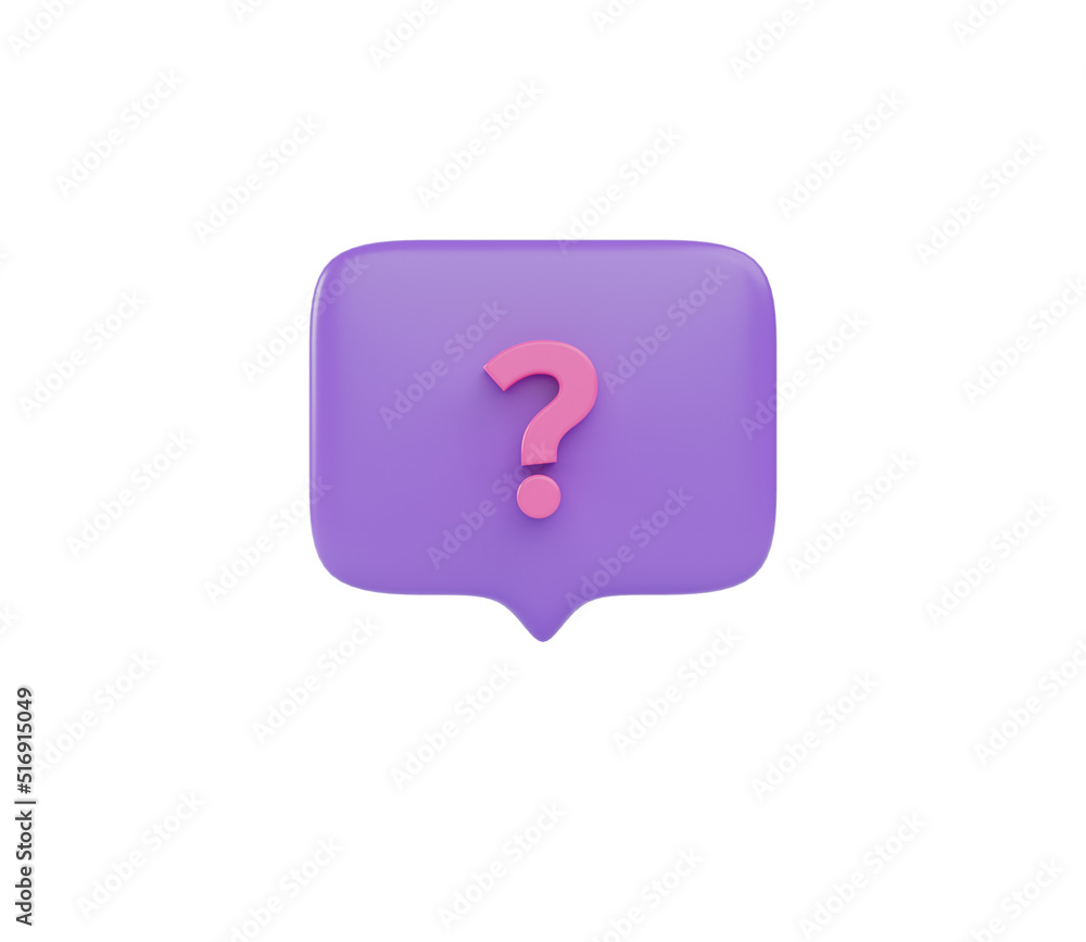 3D bubble speech icon with question mark. 3d render illustration 3D bubble speech icon with question mark. 3d render illustration