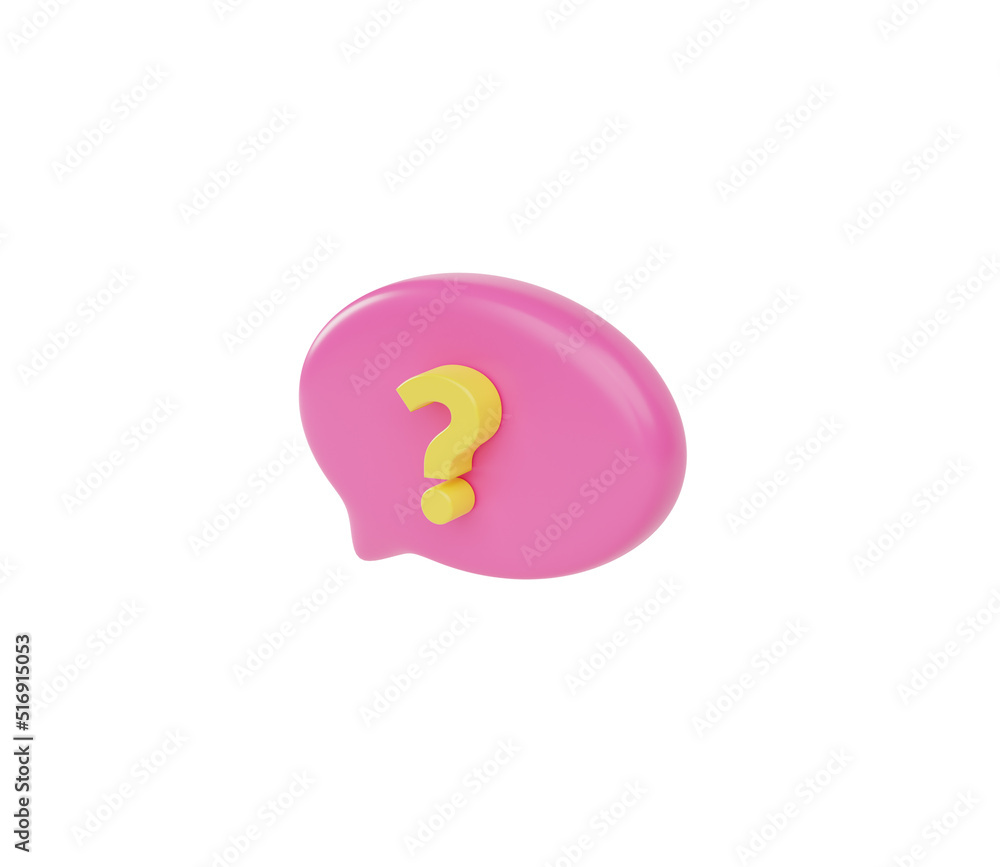 3D bubble speech icon with question mark. 3d render illustration 3D bubble speech icon with question mark. 3d render illustration