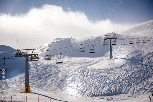 Ski lift at resort in La Thuile Italy