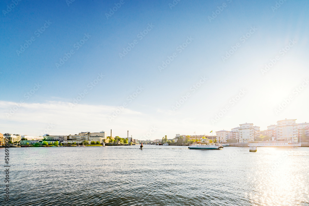 Stockholm and sea at sunset in Stockholm Sweden Stockholm and sea at sunset in Stockholm Sweden