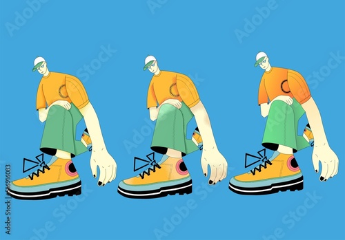 Vector flat illustration with low angle shot and with grain texture.
