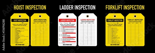 Tablou canvas Equipment inspection tag vector illustrations