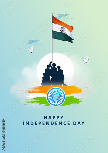 Fotografia Happy Independence day India, Vector illustration,