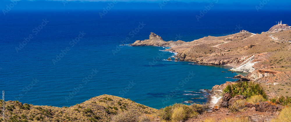 Morrón de Punta Baja, Ligthouse of Cabo de Gata, Cabo de Gata-Níjar Natural Park, UNESCO Biosphere Reserve, Hot Desert Climate Region, Almería, Andalucía, Spain, Europe