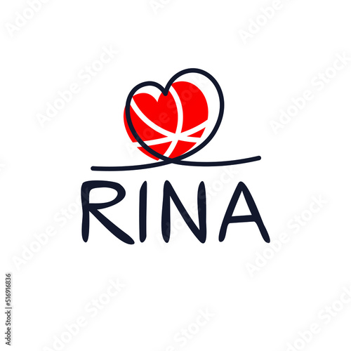 (Rina) Calligraphy name, Vector illustration.