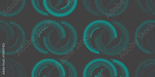 Abstract Dark Green Vintage Style Coupled Concentric Half Circles Pattern Background, Wide Scale Texture - Illustration Template Design in Editable Vector Format