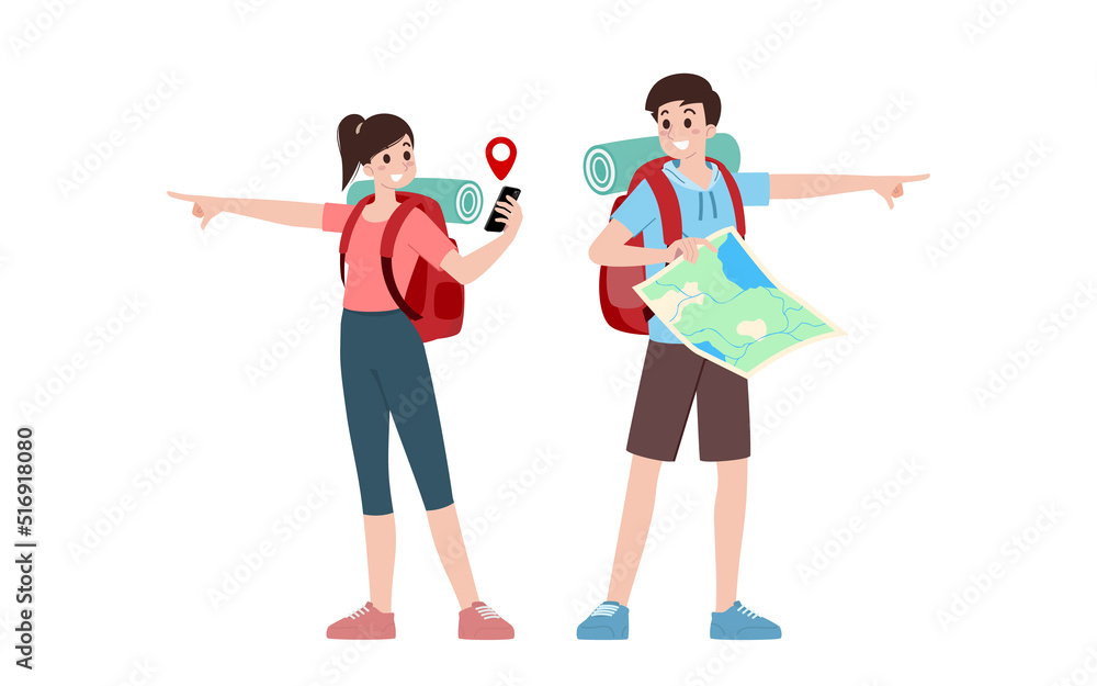 Group of young tourist characters. Traveling tourists with travel backpack going on vacation trip after covid-19 virus was diminish. Vacation people isolated vector. Summer character, woman and man. Group of young tourist characters. Traveling tourists with travel backpack going on vacation trip after covid-19 virus was diminish. Vacation people isolated vector. Summer character, woman and man.