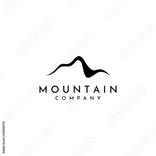 Mountain landscape view, minimalistic design. Logo for photographers, climbers and adventurers. Editing using vector illustration.