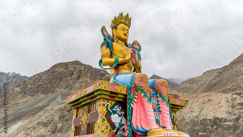 Diskit, Ladakh, India - Diskit Monastery also known as Deskit Gompa or Diskit Gompa is the oldest and largest Buddhist monastery in the Diskit Gompa photo