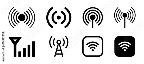 Photo Wi-Fi, wireless connection symbol vector, antenna signal icon set