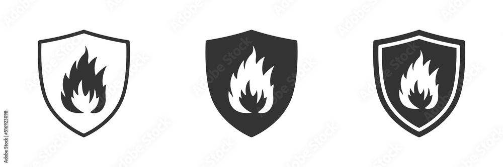 Fire protection icon. Shield with fire sign. Vector illustration. Fire protection icon. Shield with fire sign. Vector illustration.