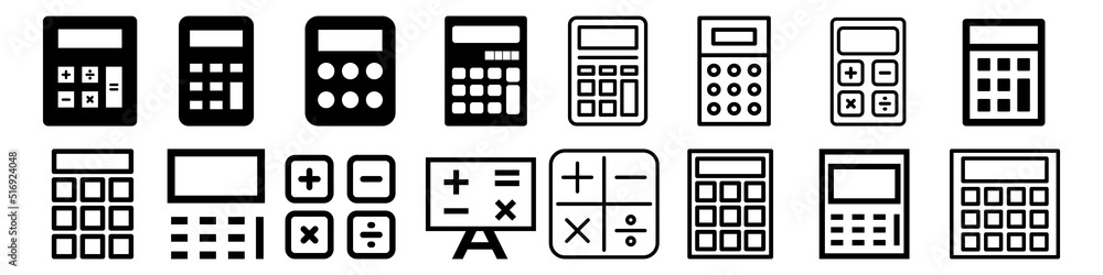 Сalculator vector icon set. mathematics illustration sign collection. school sign. algebra symbol. Сalculator vector icon set. mathematics illustration sign collection. school sign. algebra symbol.