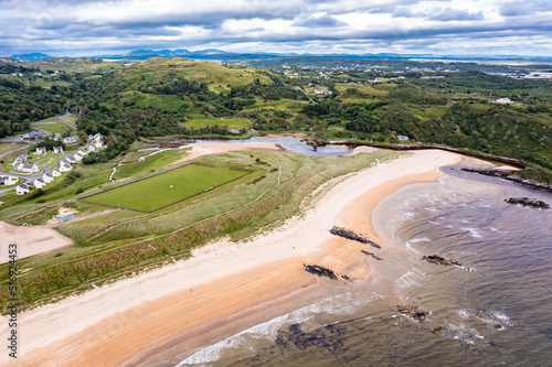 Aerial of Fintra beach by Killybegs, County Donegal, Ireland photo