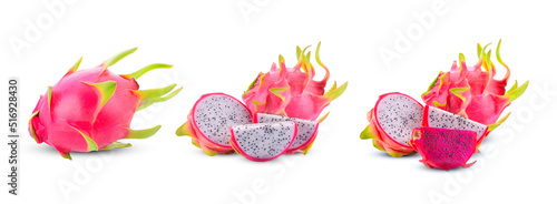 Foto Dragon Fruit Portion On White background