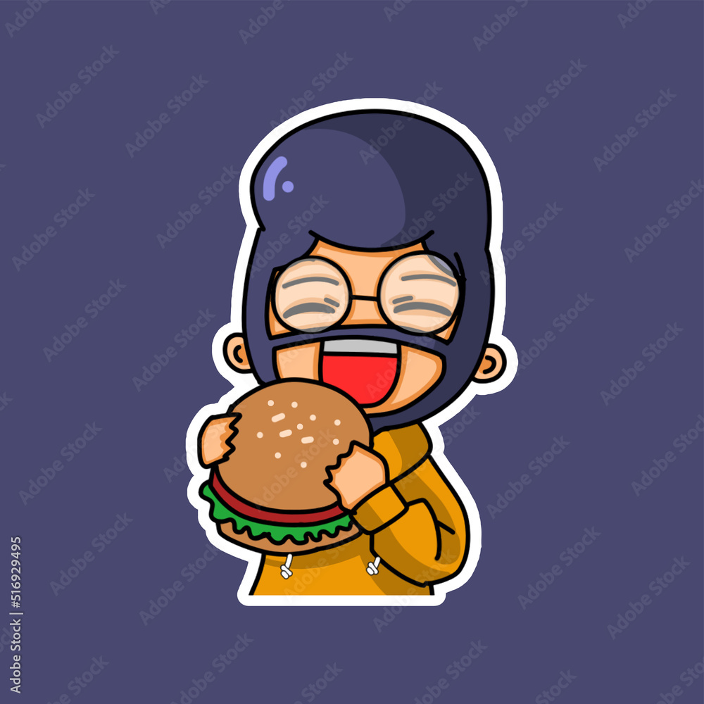 Sticker template with cartoon boy character isolated illustration Sticker template with cartoon boy character isolated illustration