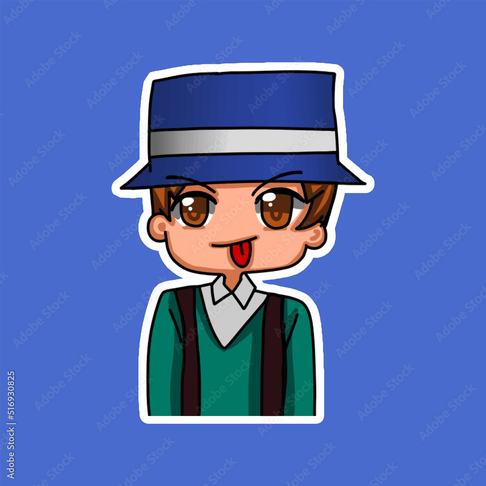 Sticker template with cartoon boy character isolated illustration Sticker template with cartoon boy character isolated illustration